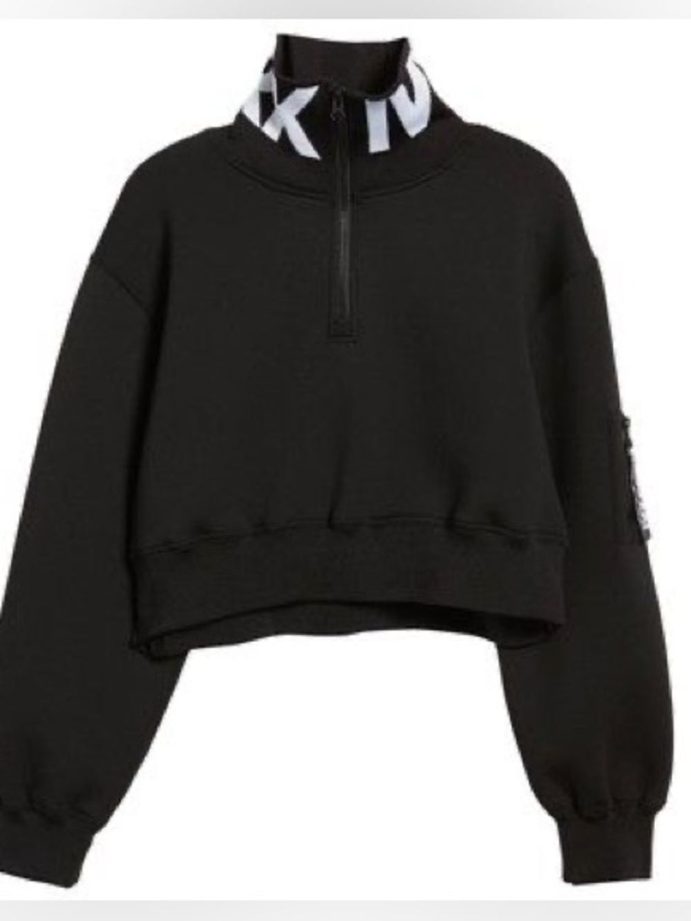 Ivy wPark Cropped Quarter Zip Sweatshirt Funnel Neck Black M